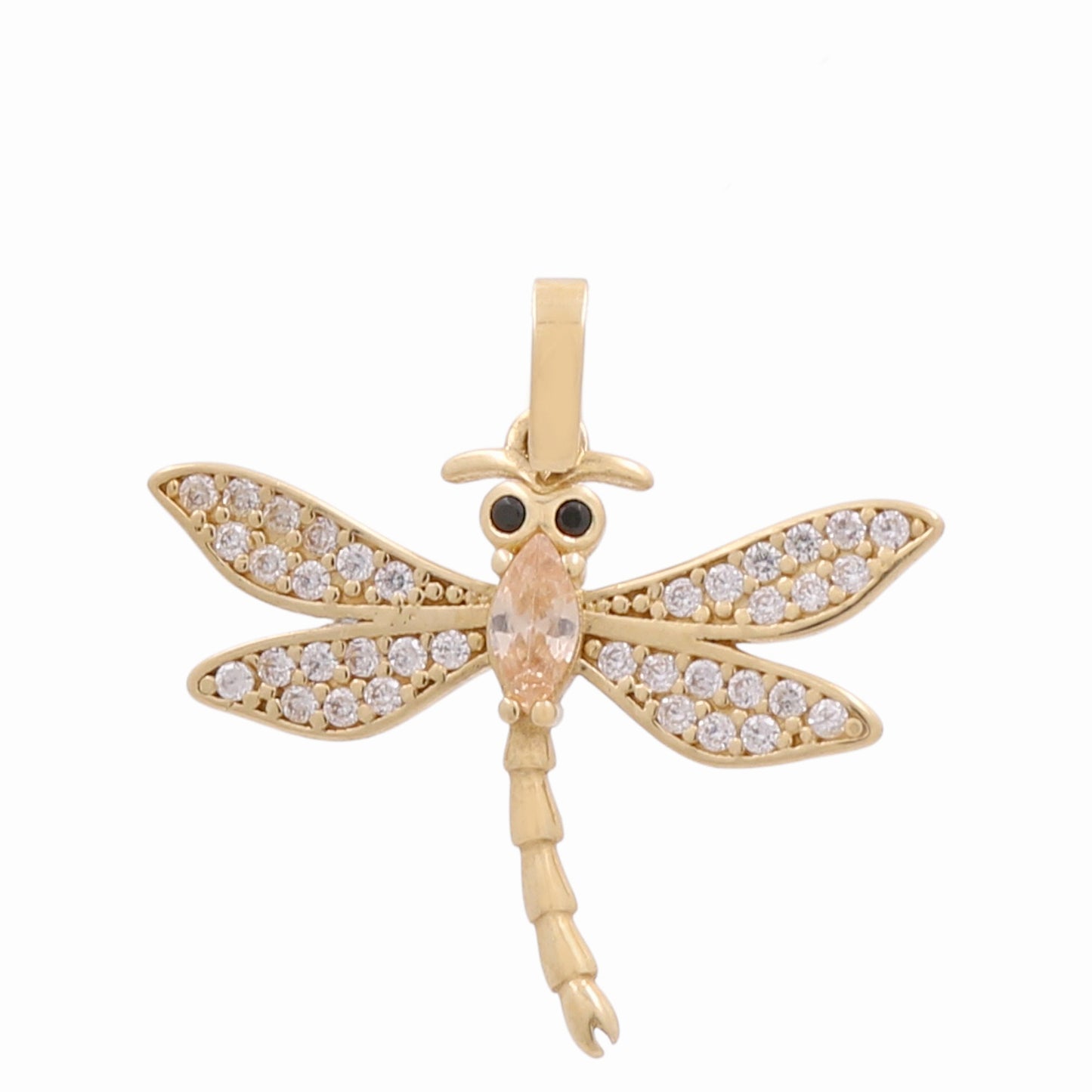 14K Yellow Gold Dragonfly Pendant with White Cz / Weight: 1.4 GR / CPPD4DF-2