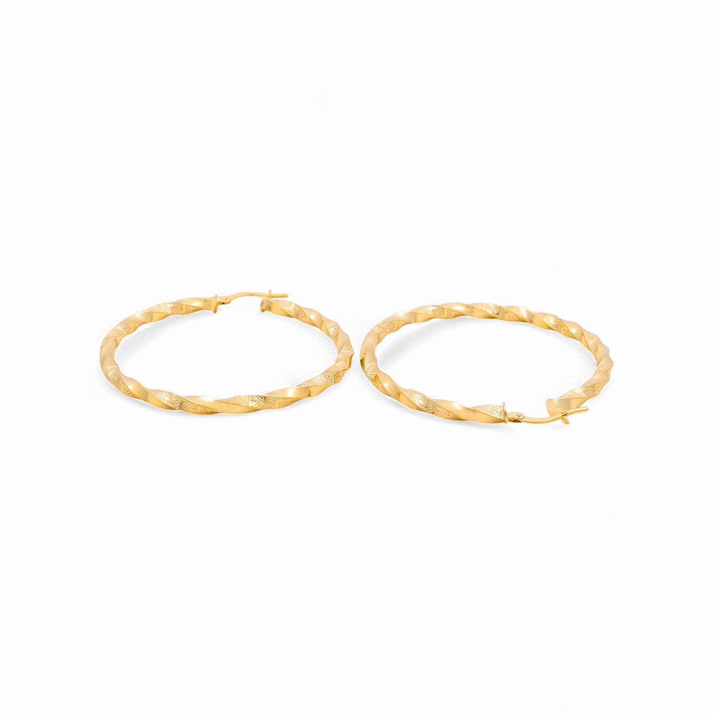 14K Yellow Gold Twist Hoops Earrings with Greek / Size: 5mmx40mm / Weight: 5.8 GR