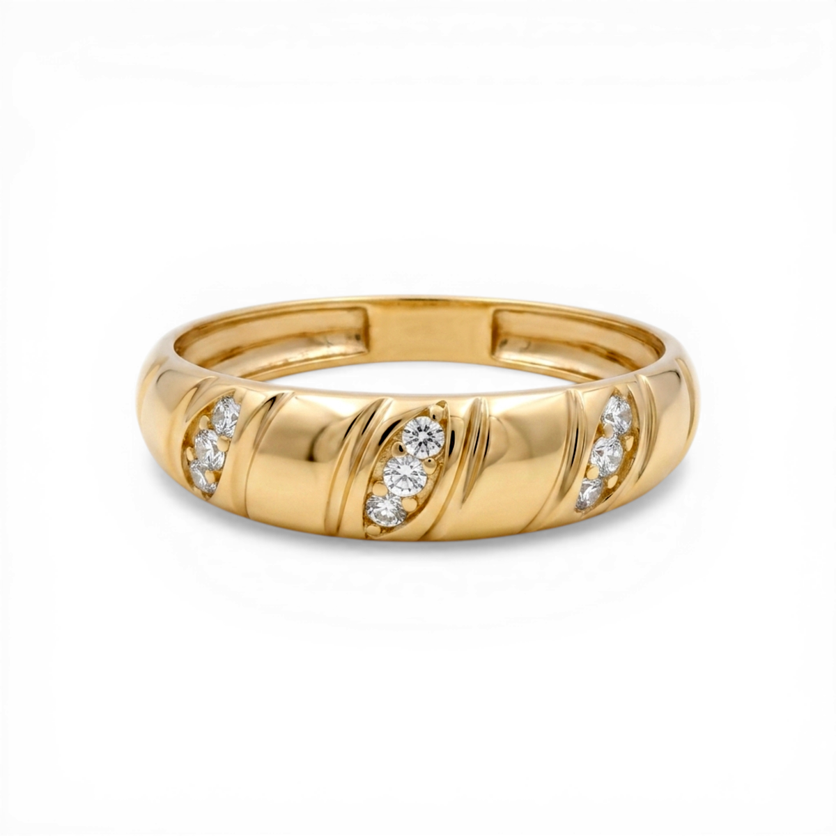 10K Yellow Gold Men’s Wedding Band with Cz / Size: 11.5 / Weight: 2.7 GR / CLBMWB0BS-6