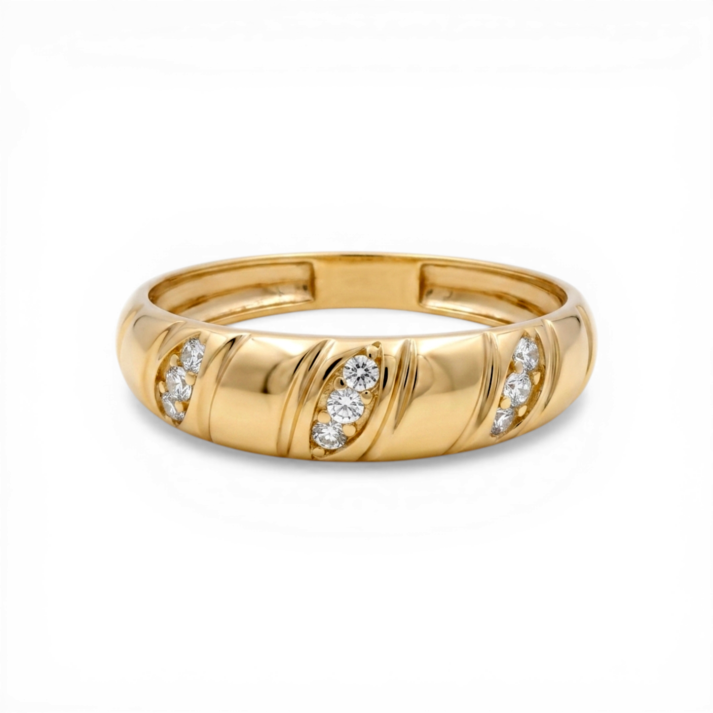 10K Yellow Gold Men’s Wedding Band with Cz / Size: 11.5 / Weight: 2.8 GR / CLBMWB0BS-6