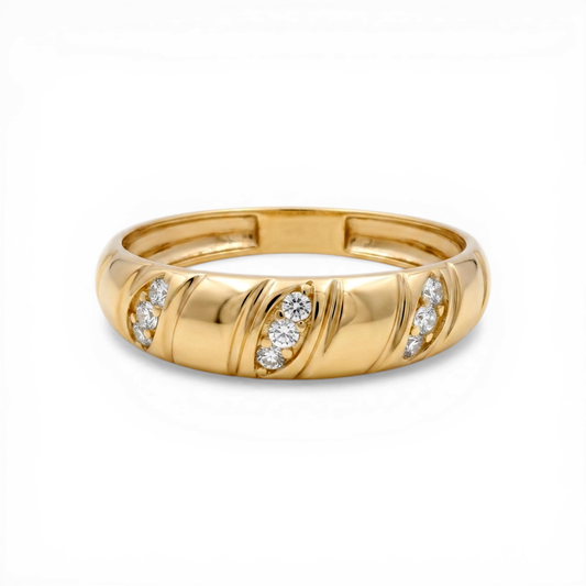10K Yellow Gold Men’s Wedding Band with Cz / Size: 11.5 / Weight: 2.8 GR / CLBMWB0BS-6