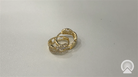 14K Yellow Gold Fashion Hoops Earrings with Cz / Stone: Cz / Weight: 2.2gr / COEH4CZ-20