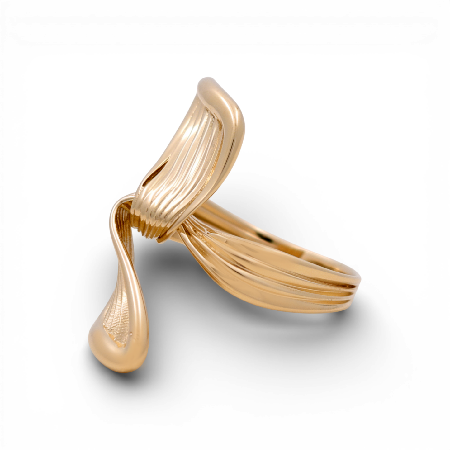 14K Yellow Gold Fashion Ribbon Women's Ring / Size: 8.5 / Weight: 3.6 GR / QR-55