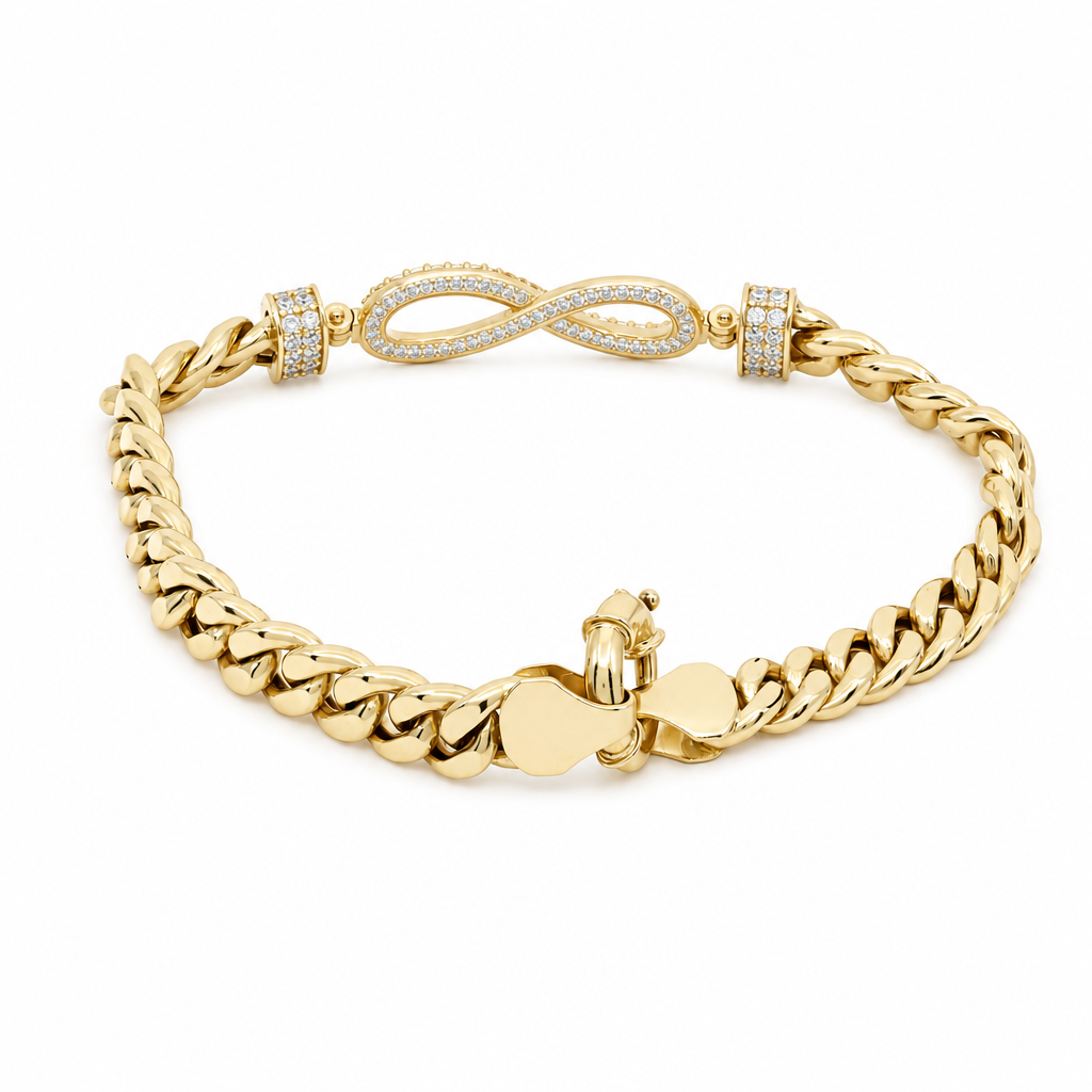 14K Yellow Gold Women's Bracelet with Infinity and Cz / Size: 7.5" / Weight: 10.7 GR / DOWB4IF