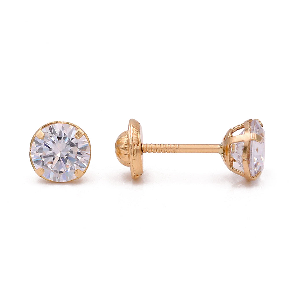 14k Yellow Gold Stud Earrings With Cz / 6-312001PS5