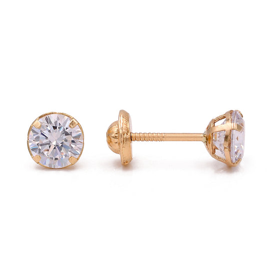 14k Yellow Gold Stud Earrings With Cz / 6-312001PS5