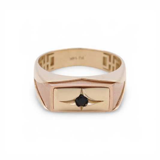 14K Yellow and Rose Gold Fashion Men's Ring with Black Cz / Size: 11 / Weight: 4.4 GR / DQMRTT4FS-3
