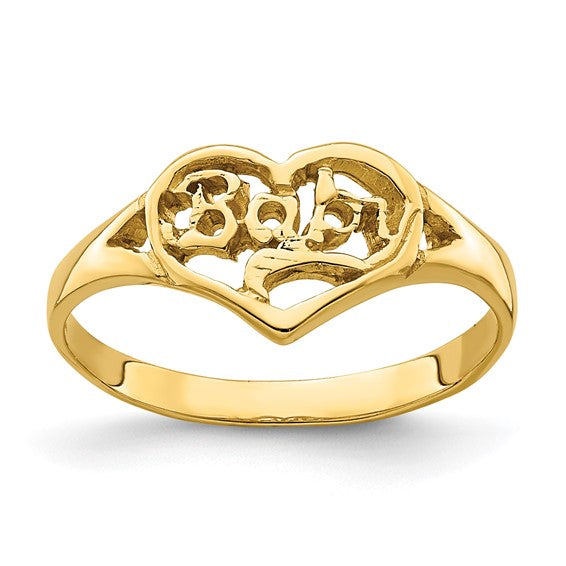 14K Yellow Gold Baby Heart Kids Ring / Size: sz3.5 / Weight: 0.7gr / R527