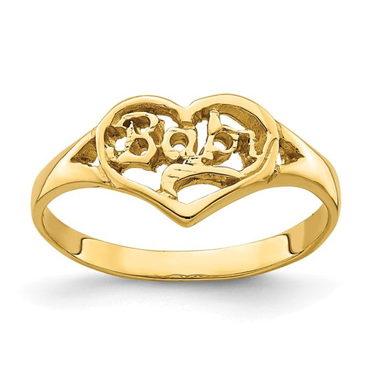 14K Yellow Gold Baby Heart Kids Ring / Size: sz3.5 / Weight: 0.7gr / R527