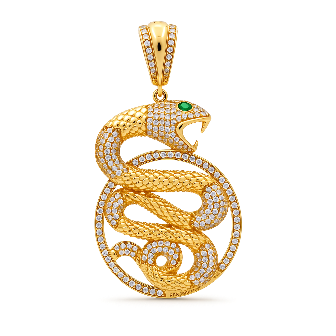 10K Yellow Gold Snake Pendant with Cz / Weight: 9.2 GR / WP-128A