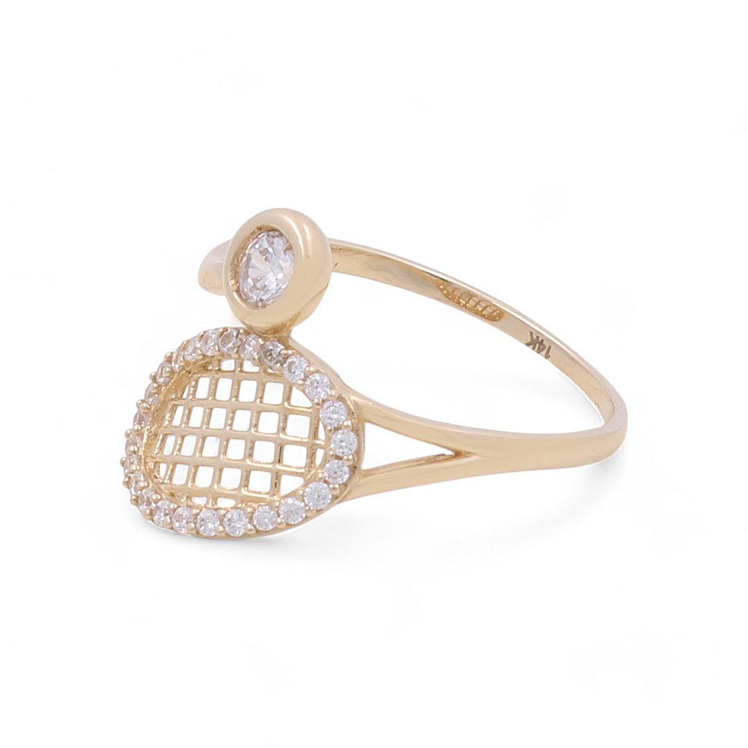 14K Yellow Gold Women’s Mesh Fashion Ring / CZ / Weight: 1.6 GR / COWR4FS-113