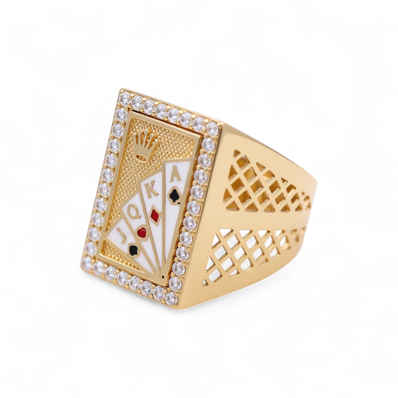 14K Yellow Gold Deck of Cards Men's Ring / CZ / Size 11/ Weight: 10.4 GR / COMR4DK-2