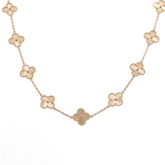 14K Yellow Gold Eleven Clovers Women's Necklace / Size: 17" 14MM / Weight: 13.8 GR / DONK4CLV-4