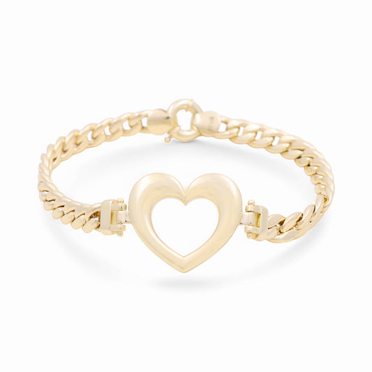 10K Yellow Gold  Women's Bracelet with Heart / Size: 7.5" / Weight: 9 GR / DPWB0HR1