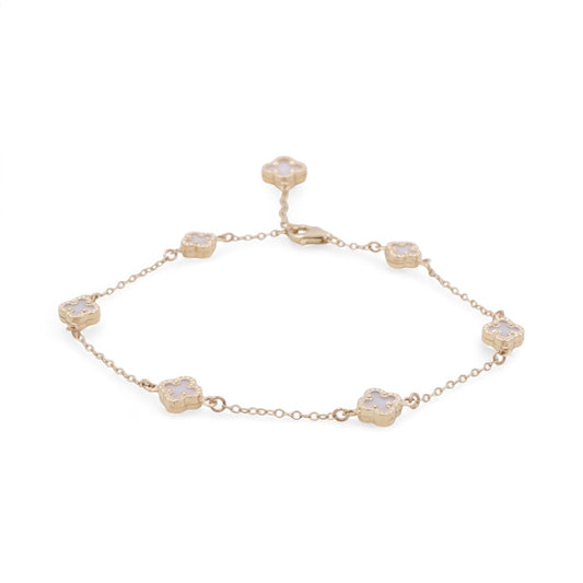 Bracelet BOWB4CLV-1 14k B Size 7" Weight 3.9gr 6mm White Clover