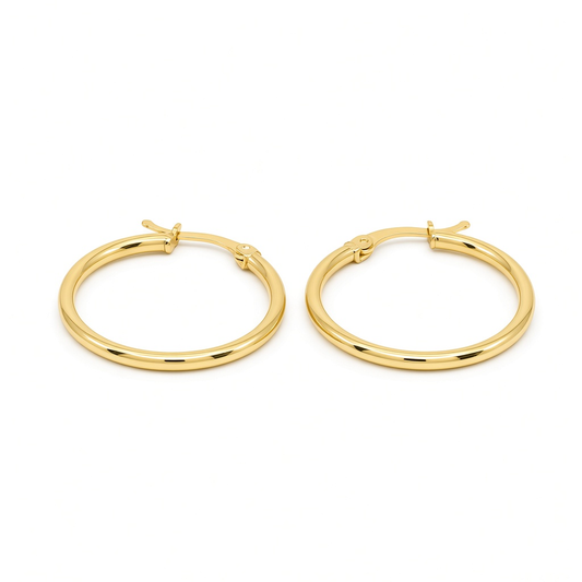 10K Yellow Gold Fashion Plain Hoop Earrings / Size: 2mmx23mm / Weight: 1.7 GR / DOEH0PL