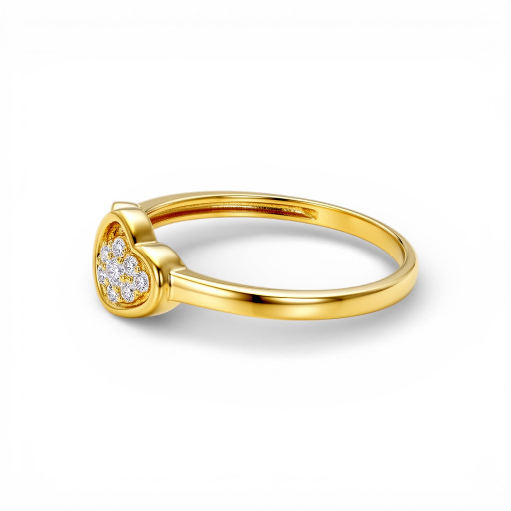 14K Yellow Gold Two Hearts Women's Ring with Cz / Size: 8 / Weight: 1.5 GR / DQWR4HR-16