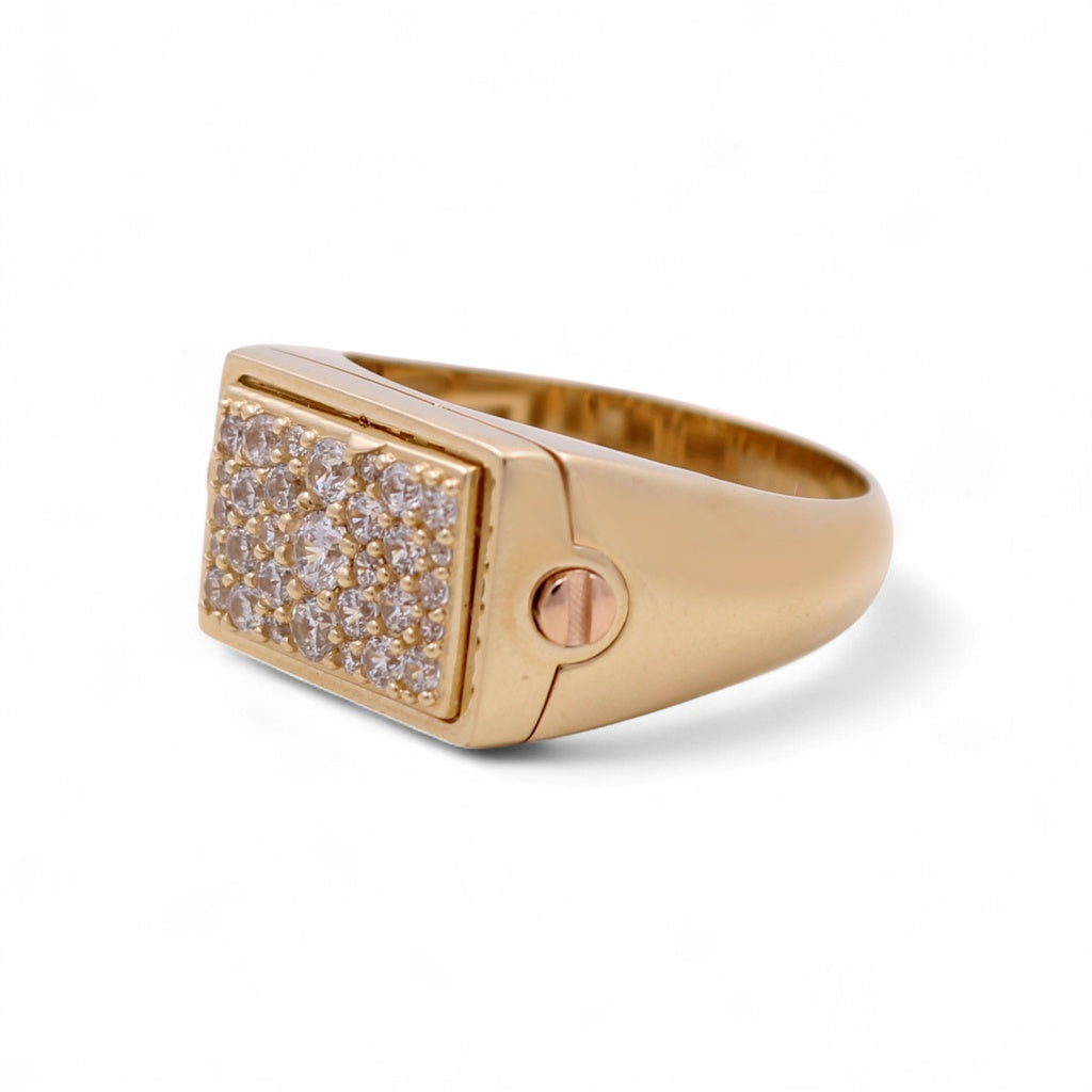 14K Yellow and Rose Gold Fashion Men's Ring with White Cz / Size: 11.5 / Weight: 5.3 GR / DQMRTT4FS-5