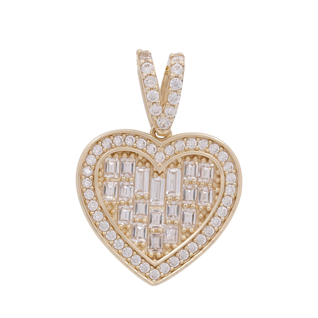 Colgante de corazón de oro amarillo de 10 quilates / CZ / Peso: 2,8 GR / DPPD0HR-1