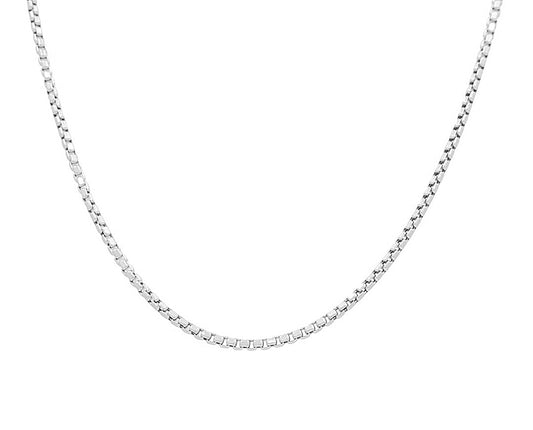 Cadena de oro macizo blanco de 14 quilates con forma de caja / Tamaño: 3,3 mm 18" / Peso: 11,3 gr / 604-60150