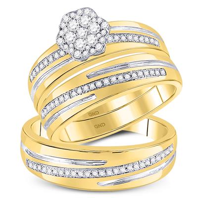 10k Yellow Gold Diamond Trio Set / Size: sz7 sz10 / 112570