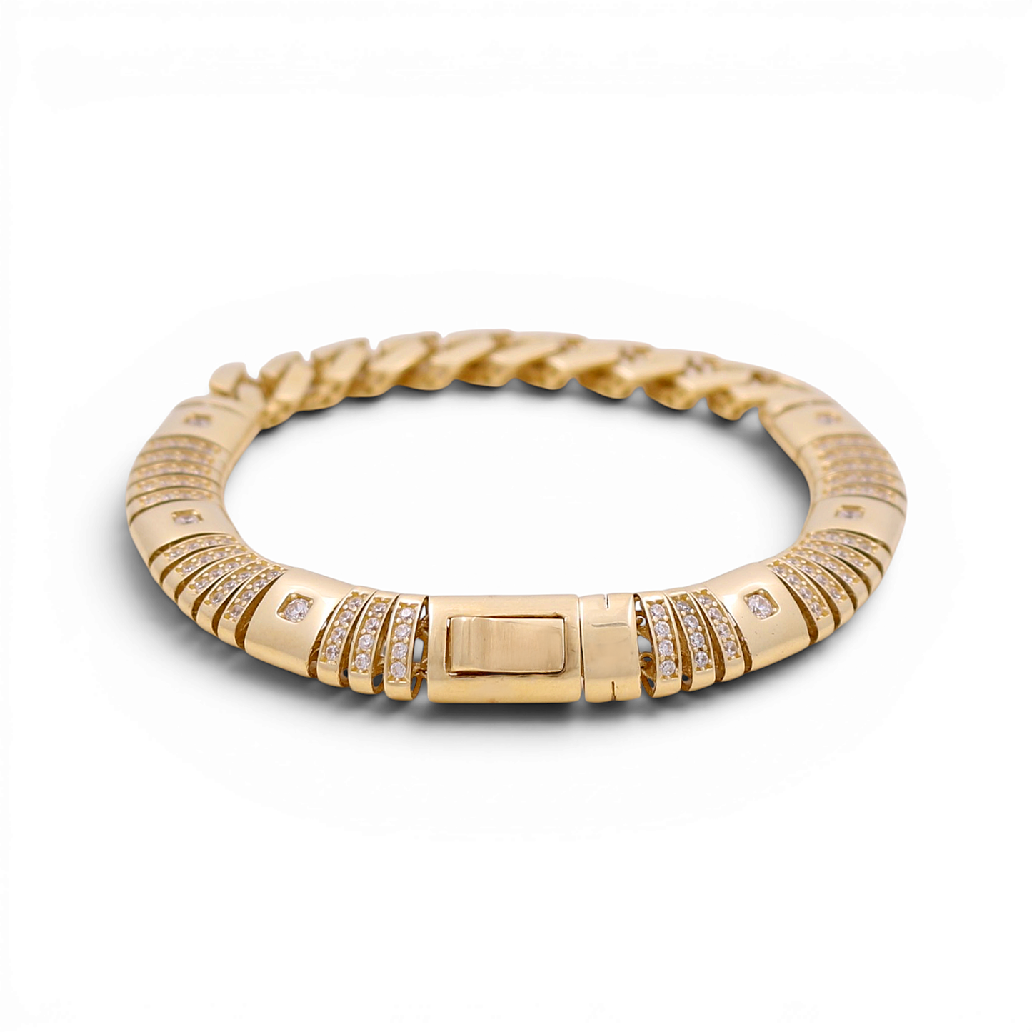 14K Yellow Gold Fashion Women's Bracelet with Cz / Size: 7" / Weight: 15.3 GR