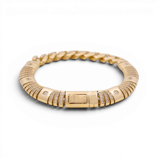 14K Yellow Gold Fashion Women's Bracelet with Cz / Size: 7" / Weight: 15.3 GR