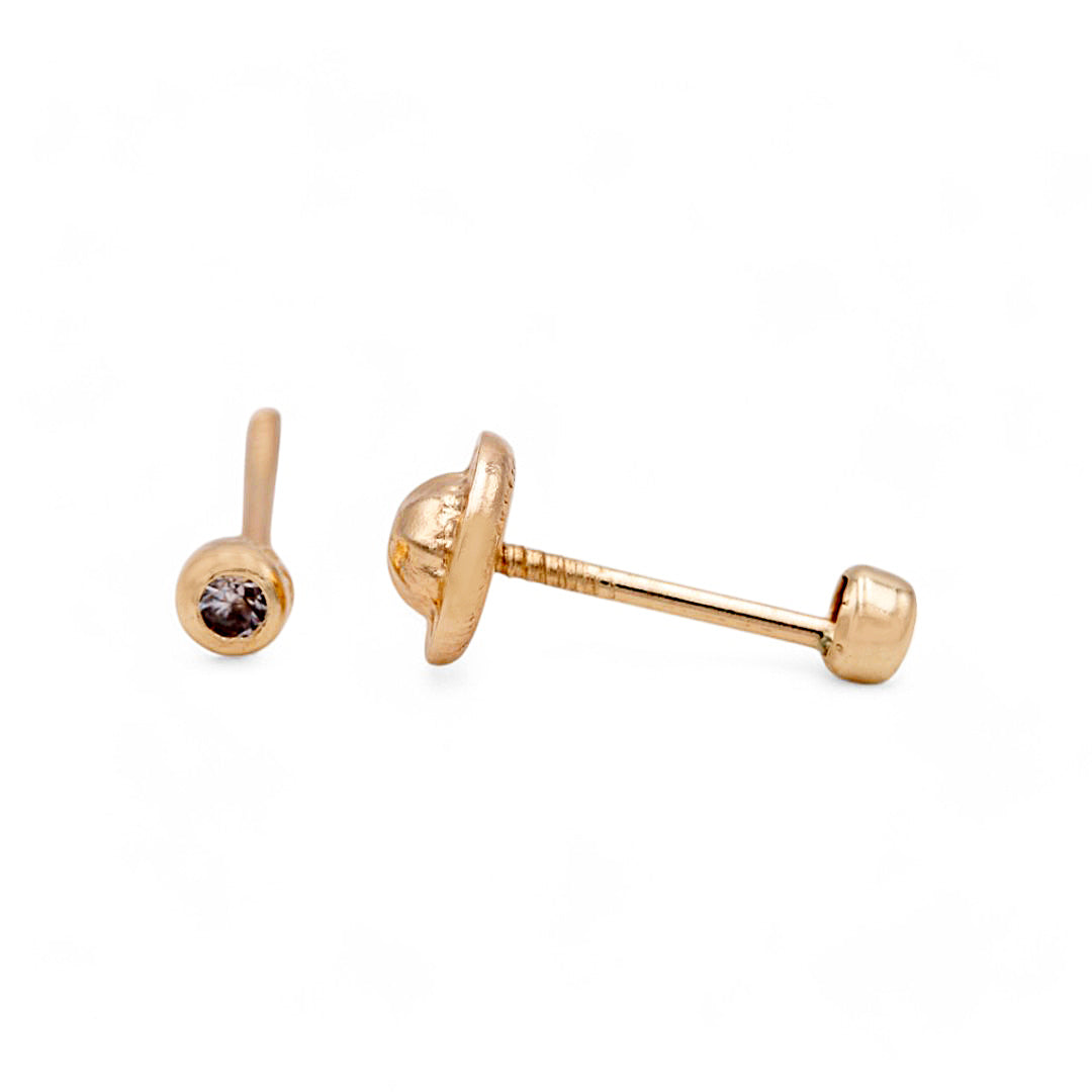 14k Yellow Gold Stud Earrings With Cz / 6-1CH-R-2