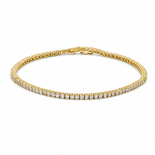 14K Yellow Gold Tennis Link Bracelet with Cz / Size: 2.2mm 7.5" / Weight: 5.9 GR / LLBWB4FS