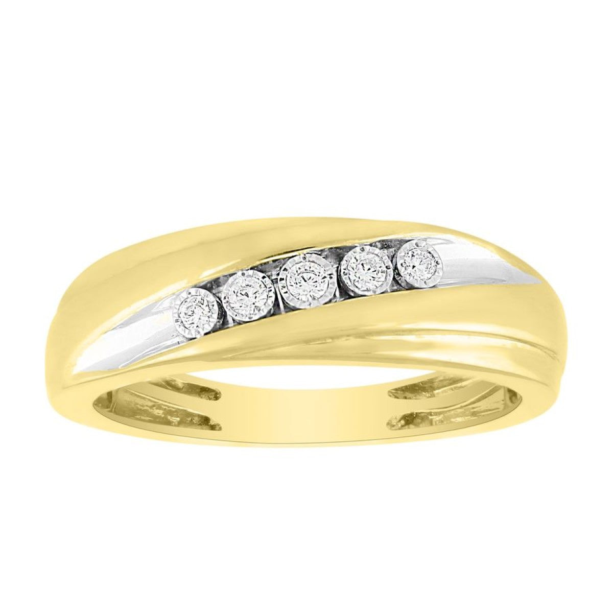 10K Yellow and White Gold Men's Diamond Wedding Band / Stone: 0.10Ct Dia / Size: 10 / 242132Y