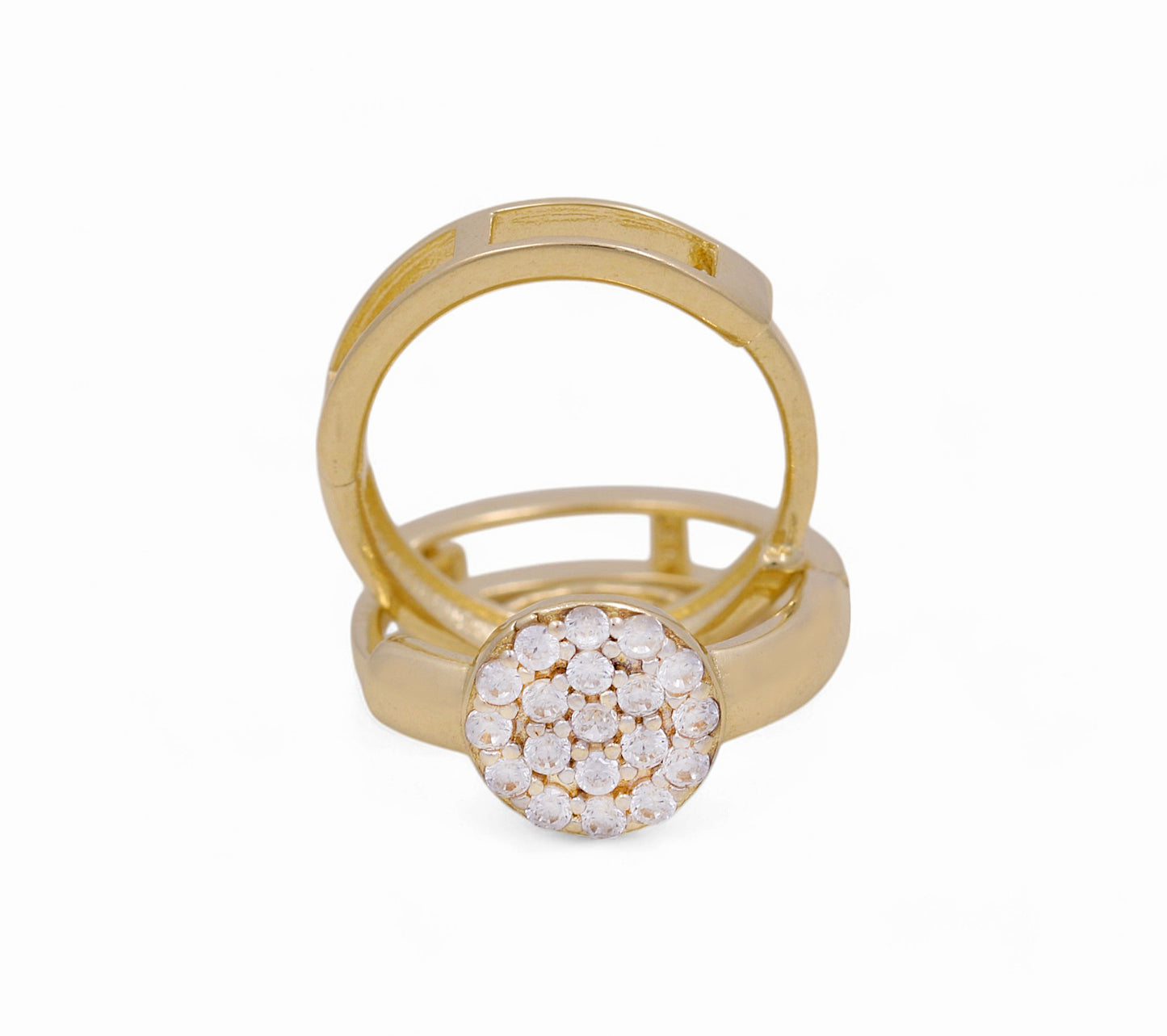 14K Yellow Gold Fashion Hoops Earrings / Stone: Cz / Weight: 1.9 GR / COEH4FS-2