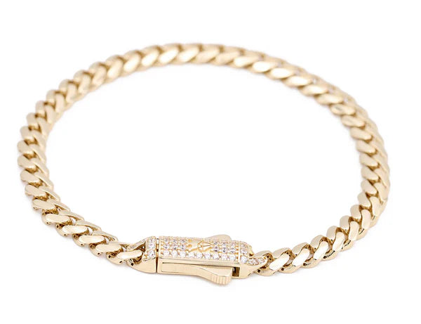 14K Yellow Gold Monaco Ancklet Bracelet / Size: 5mm 10" / Weight: 11.2gr / Stone: Cz / COAB0MON5-10