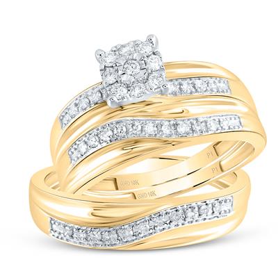 10k Yellow Gold Diamond Trio Set / Size: sz7 / Stone: 1/3 CTW  / 97980