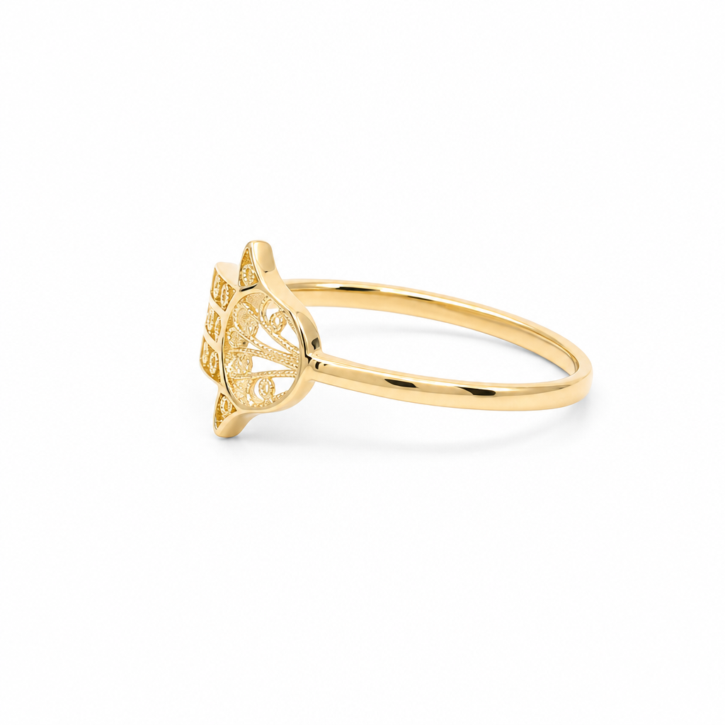 14K Yellow Gold Hand of Fatima Women's Ring / Size: 9 / Weight: 1.2 GR / DQWR4MF