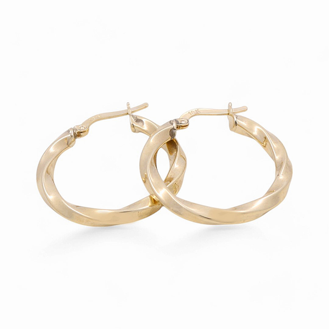 10K Yellow Gold Twist Hoops Earrings / Size: 3mm X 21mm / Weight: 2.2 GR / KOEH0TR3x21