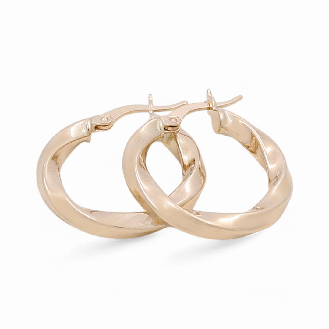 14K Yellow Gold Twist Hoops Earrings / Size: 3mm X 15.5mm / Weight: 1.9 GR / KOEH4TR3x15.5