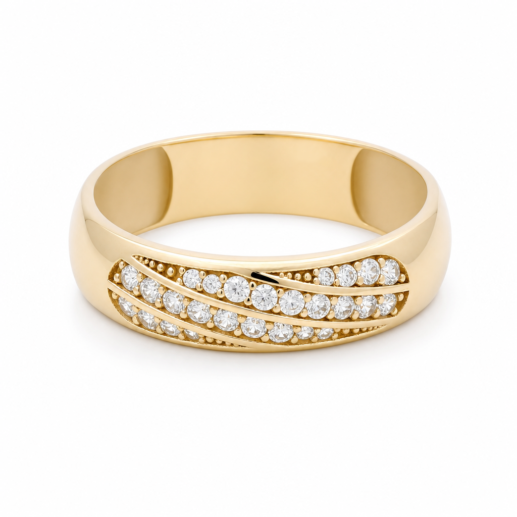 14K Yellow Gold Men’s Wedding Band / Stone: Cz / Size: 10.5 / Weight: 2.9 GR / IEEMWB4BS-7