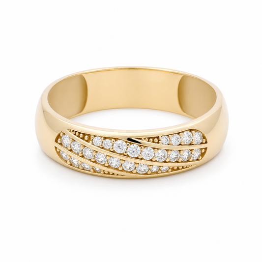 14K Yellow Gold Men’s Wedding Band / Stone: Cz / Size: 10.5 / Weight: 2.9 GR / IEEMWB4BS-7