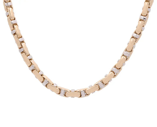 14K Yellow and White Gold Fashion Link Chain / Size: 24” / Weight: 68.9 GR / ISCH4FS-2