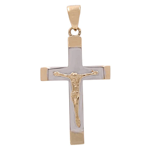 14K Two Tone Gold Cross Pendant / Weight: 1.7gr