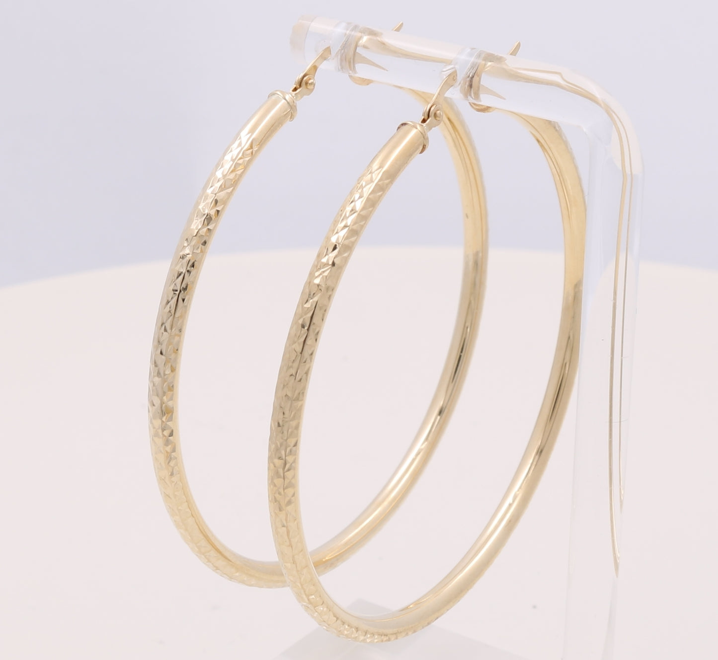 BAEH0DC4x42.5 10K B Size 4mm x 42.5mm Weight 4.9gr Earring Hoops with Diamond cut