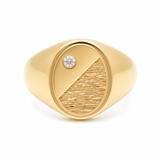 10K Yellow Gold Men's Ring with Cz Stone / Size: 10 / Weight: 4.3 GR