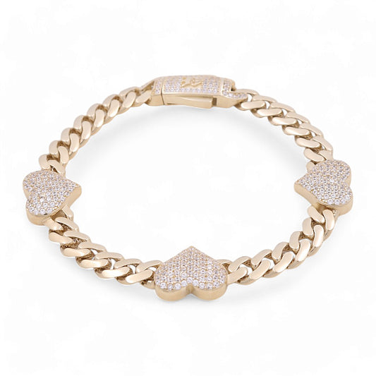 10K Yellow Gold Monaco Women's Bracelet with Heart / CZ / Size: 7.5" / Weight: 13.1 GR / DOWB0MONHR