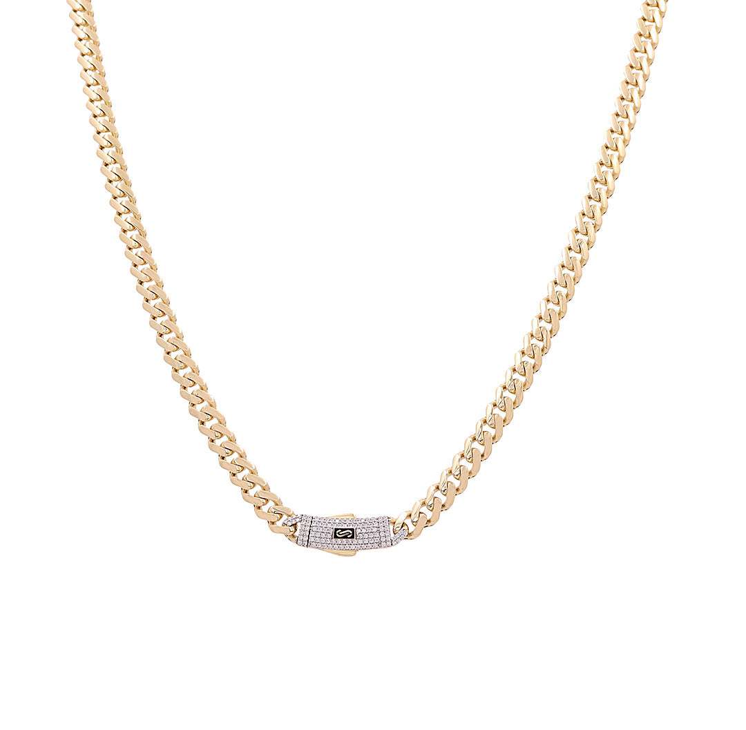 14K Yellow Gold Monaco Chain / Stone: Cz / Size: 6mm 22" / Weight: 17.9gr / 301-11065-6.5mm.22"