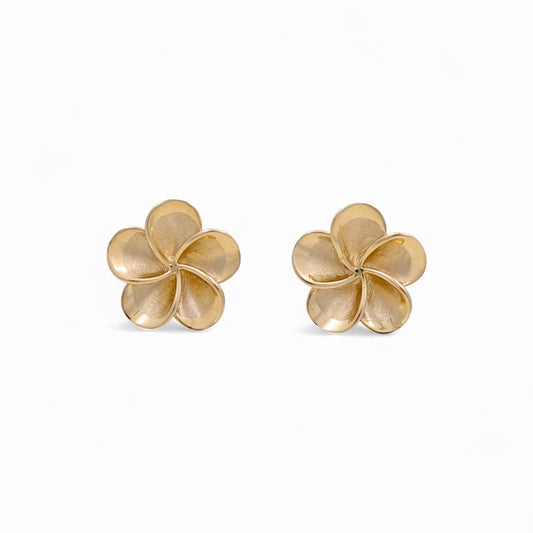 14K Yellow Gold Flower Stud Earrings / Weight: 2.3 GR / IEEES4FL-2