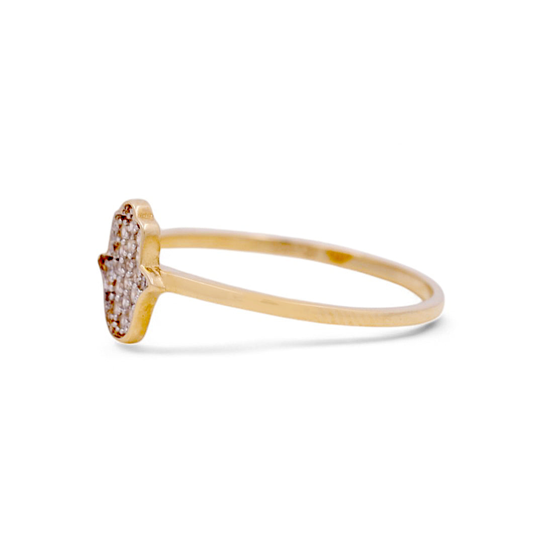 14K Yellow Gold Woman’s Hand of Fatima Ring / Stone: CZ / Size: 6.5 / Weight:1.2 GR / IEEWR4MF