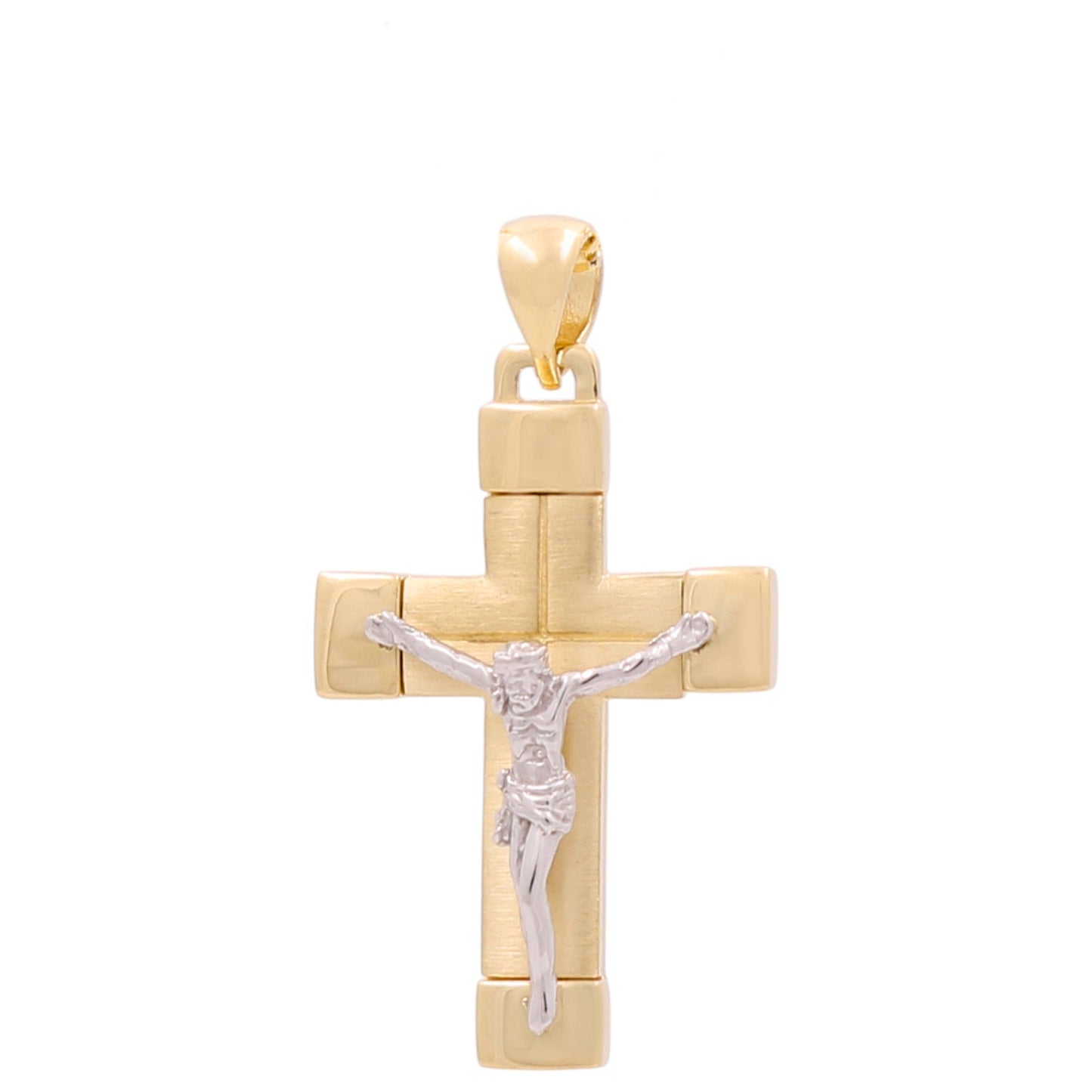 14K Yellow and White Gold Cross with Christ Pendant / Weight: 4 GR / 602-00172