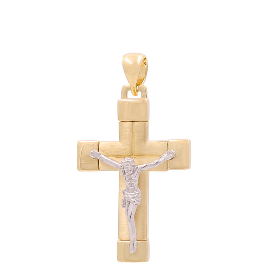 14K Yellow and White Gold Cross with Christ Pendant / Weight: 4 GR / 602-00172
