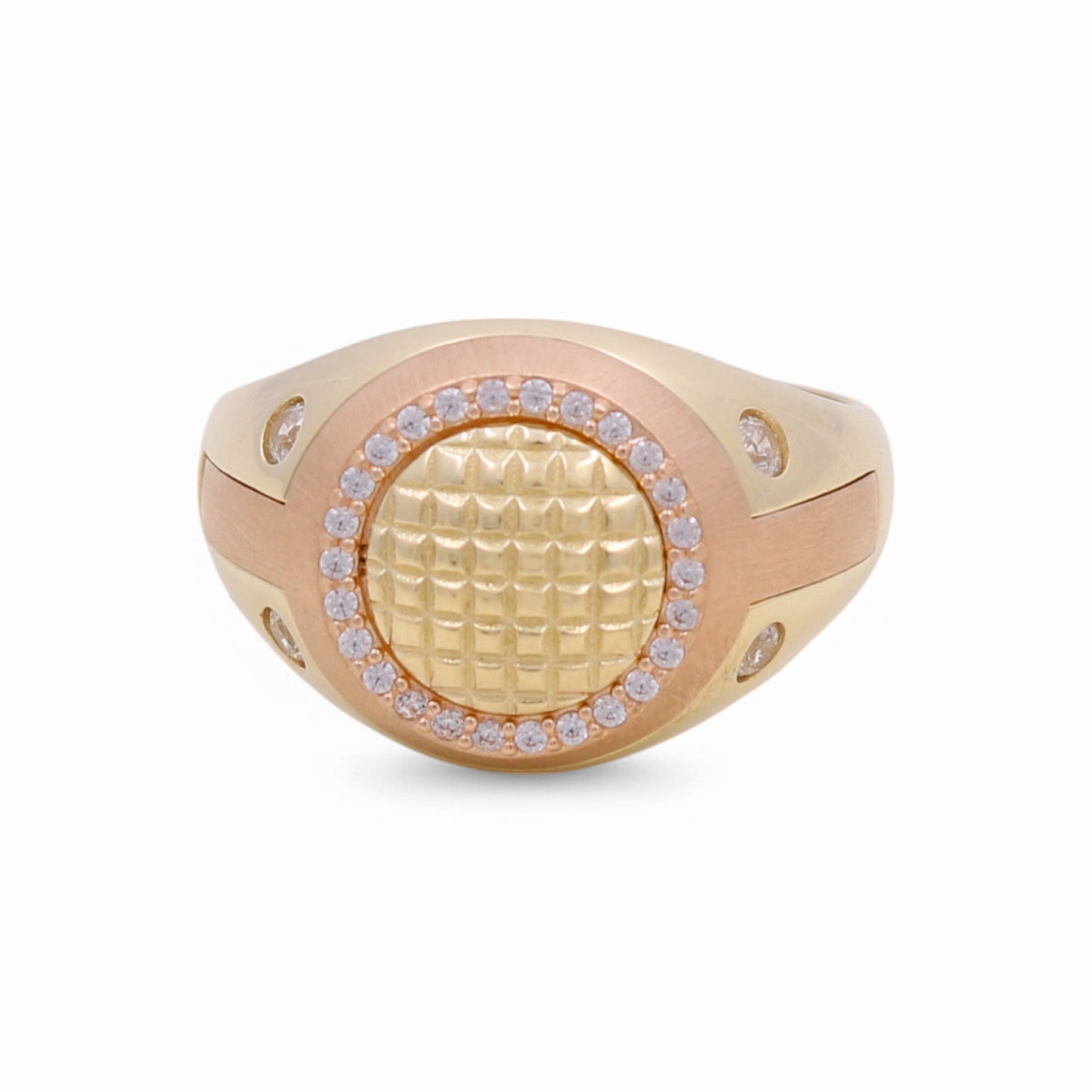 14K Yellow and Rose Gold RD Fashion Men's Ring with CZ / Size:11 / Weight: 6.2 GR / DPMRTT4FS-1