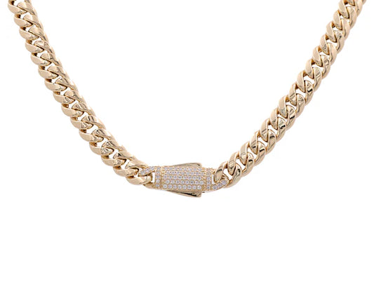 14K Yellow Gold Semisolid Monaco Chain / Size: 8.5mm 20" / Stone: Cz / Weight: 32.4 GR / DPMCH4MON8.5-20
